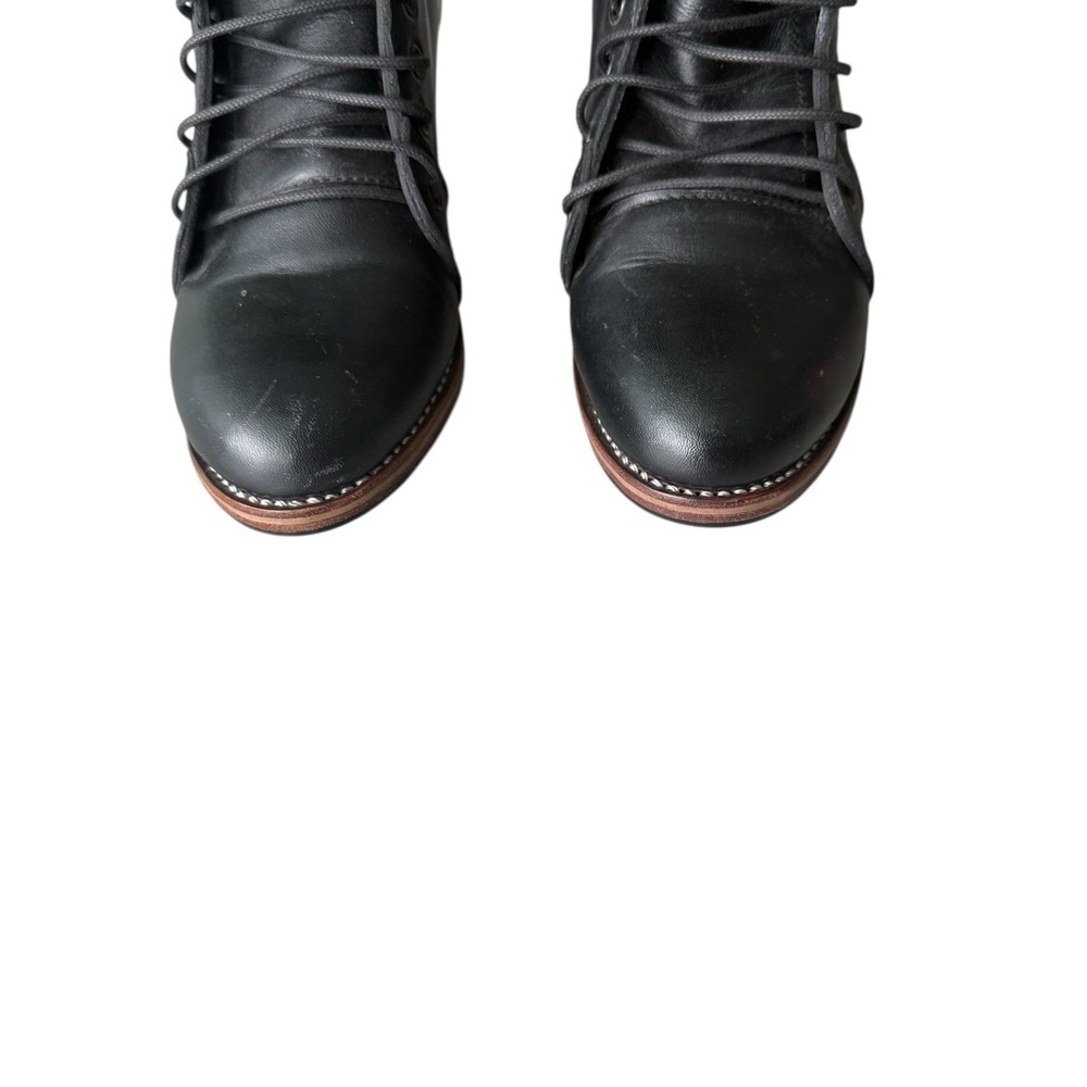 Way Out West Women’s Black Lace-Up Leather Booties Size 6.5 - Picture 2 of 9